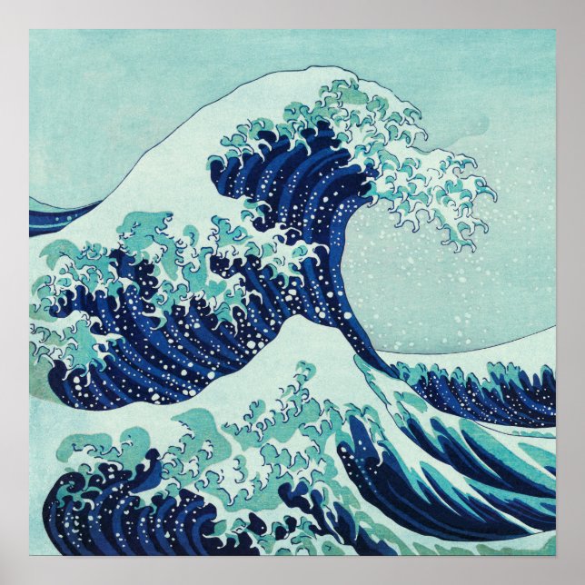 Affiche Vagues bleues Hokusai (Devant)