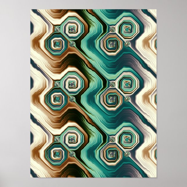 Affiche Vagues d'agate sarcelle Motif abstrait (Devant)
