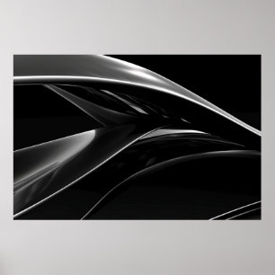 Affiche Vagues dans Chrome abstrait noir & blanc photo