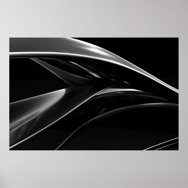 Affiche Vagues dans Chrome abstrait noir & blanc photo (Devant)