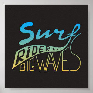 Affiche Vagues de cavalier de surf grandes