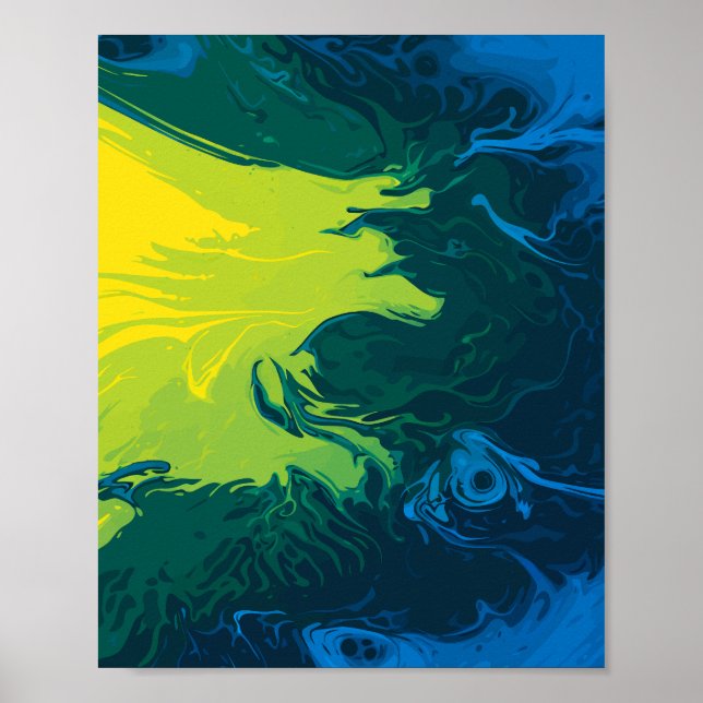 Affiche Vagues de couleur liquide abstraites (Devant)