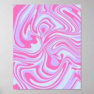 Affiche Vagues de couleurs pastel en rose, lavande et bleu