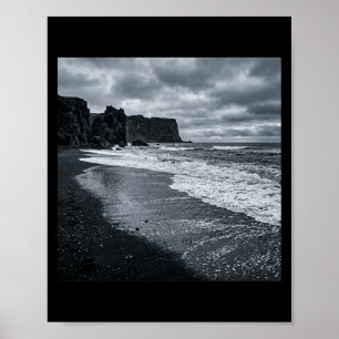Affiche Vagues de la côte rocheuse sombre rivage océanique