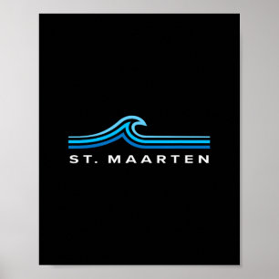 Affiche Vagues de Saint-Martin Vintage Hommes Femmes Fille