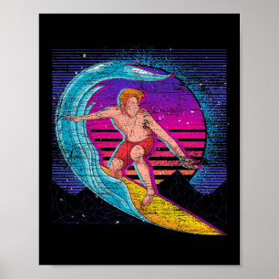 Affiche Vagues de sport Océan Surfeur 90s Vaporwave Rétro