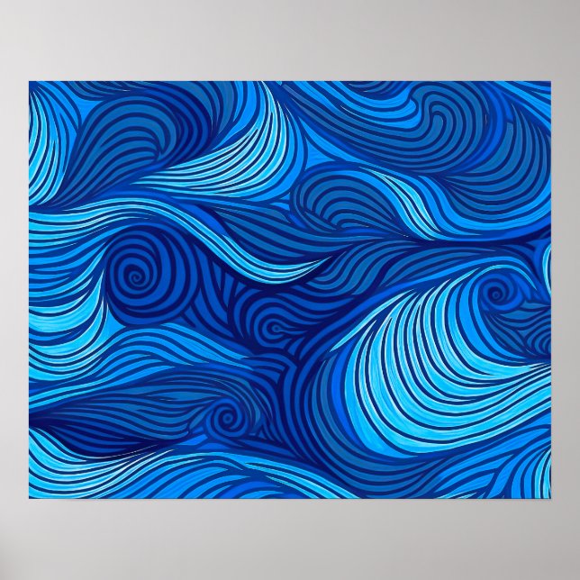 Affiche Vagues d'eau bleu turquoise Abstraite | (Devant)