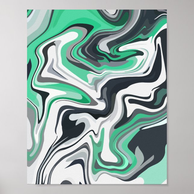Affiche Vagues d'émeraude dans l'art Abstrait des fluides (Devant)