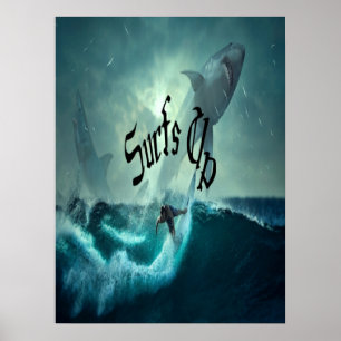 Affiche Vagues des Californiens qui surfent