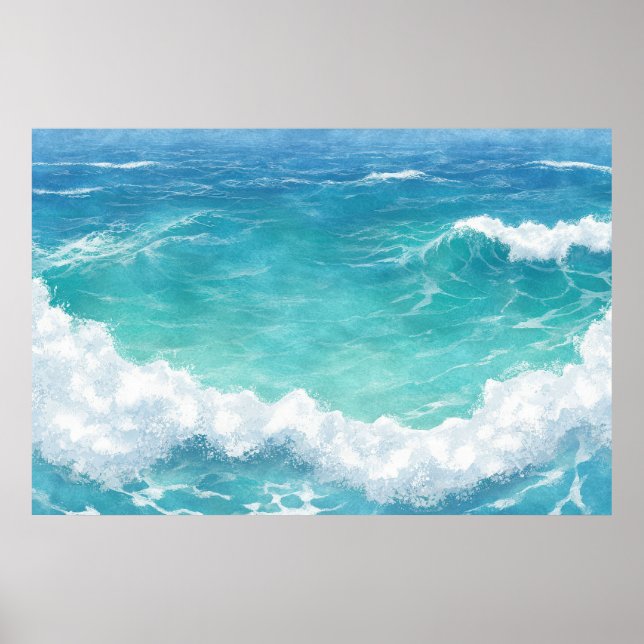 Affiche Vagues d'océan turquoise (Devant)