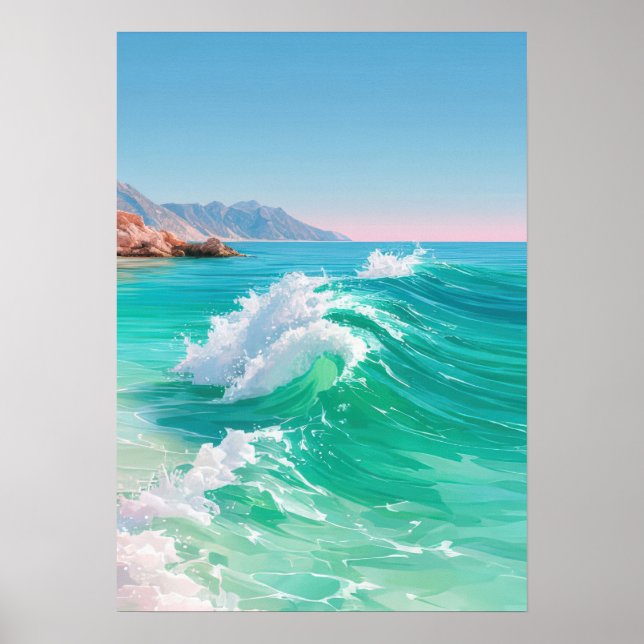 Affiche Vagues d'océan turquoise  (Devant)