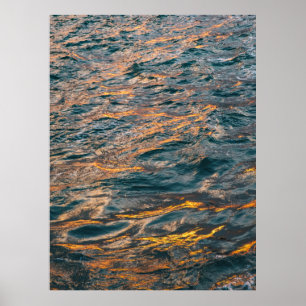 Affiche Vagues dorées au coucher du soleil - Ocean Water R