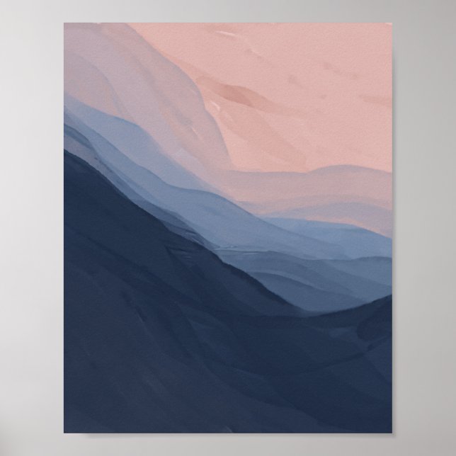 Affiche Vagues En Texture - Bleu Profond & Beige (Devant)