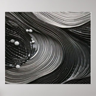 Affiche Vagues fluides monochromes abstraites texturées