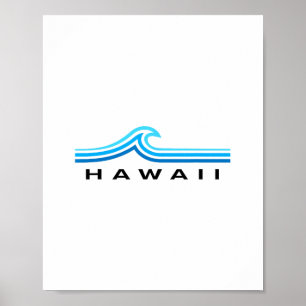 Affiche Vagues Hawaïennes Vintage Hommes Femmes Garçons So