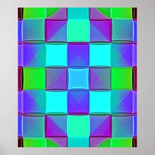 Affiche Vagues lumineuses géométriques vives
