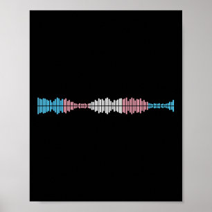 Affiche Vagues musicales Drapeau de fierté trans subtile D