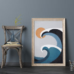 Affiche Vagues océaniques Abstraites et soleil<br><div class="desc">Cet abstrait poster de l'océan est idéal comme cadeau de réveil pour les amateurs de plage et de surfs de bouho.</div>