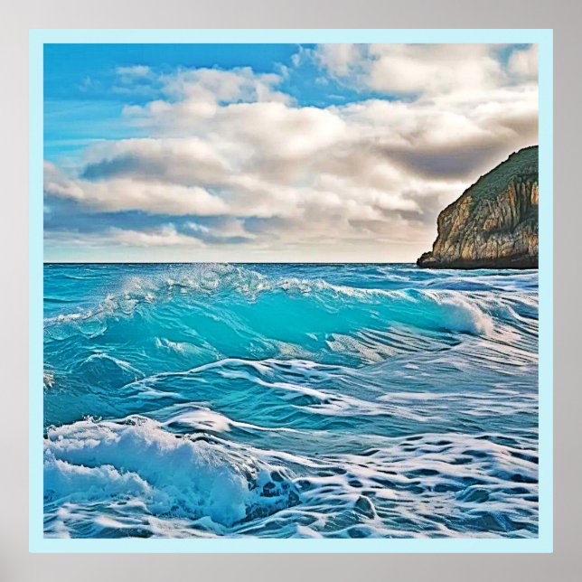 Affiche Vagues océaniques : Horizon bleu (Devant)