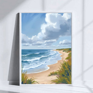 Affiche Vagues océaniques Peinture côtière de plage