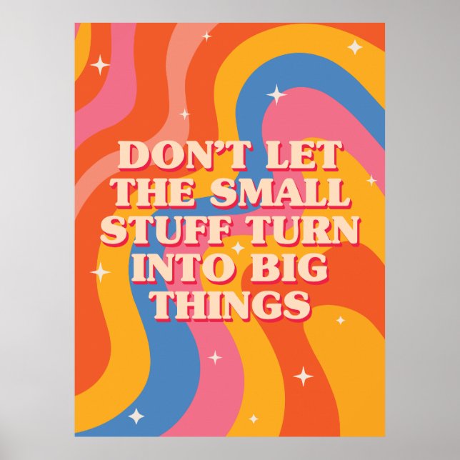 Affiche Vagues rétro groovy avec mantra de pleine conscien (Devant)
