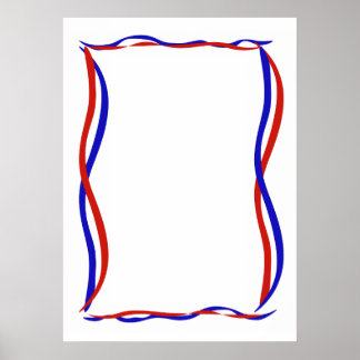 Affiche Vagues Rouge Blanc et Bleu