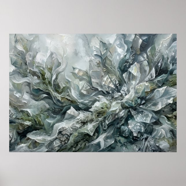 Affiche Vagues se brisant contre un rivage de diamants" (Devant)