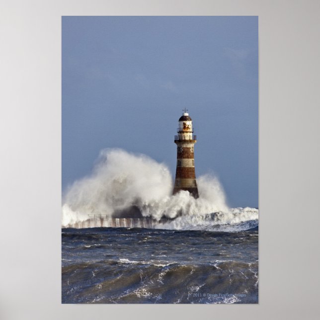 Affiche Vagues s'écrasant contre le phare de Roker (Devant)