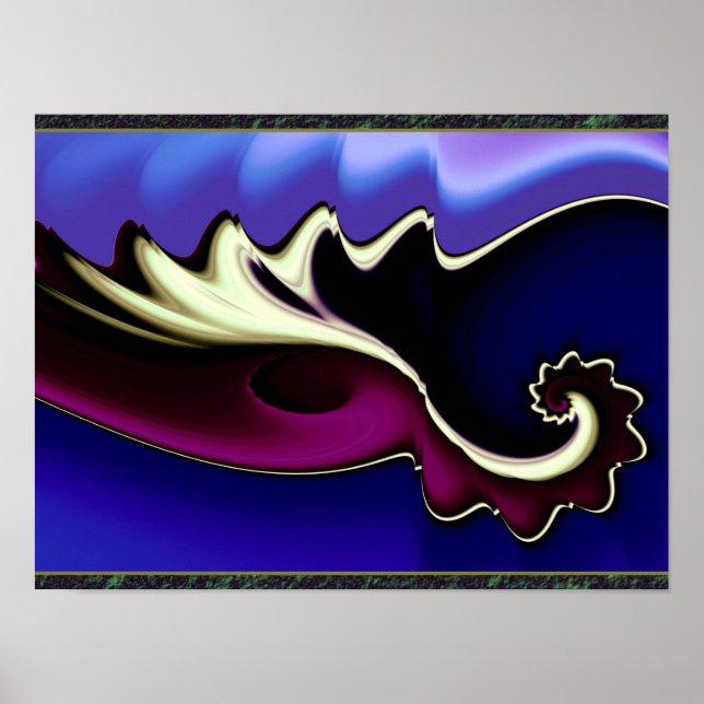 Affiche Vagues violettes et bleues (Devant)