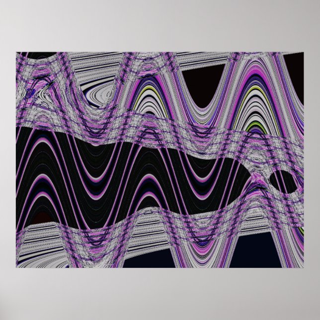 Affiche vagues violettes noires (Devant)