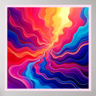 Affiche Vagues Vives : Art de Flux d'Énergie Néon Abstrait