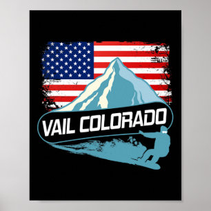 Affiche Vail Colorado Snowboard Drapeau Américain I Nordic