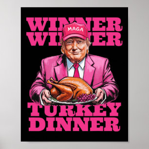 Affiche Vainqueur de Trump Humour Dîner dindon Drôle
