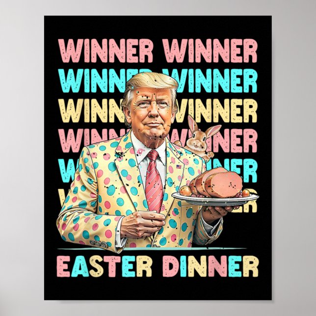 Affiche Vainqueur Dîner de Pâques Jours Trump Lapin Rabbit (Devant)