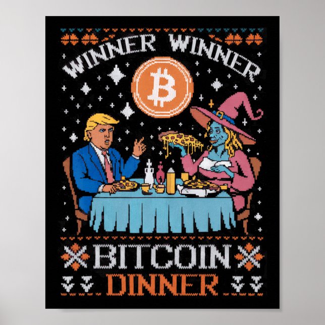 Affiche Vainqueur du dîner Bitcoin Ugly Trump Xmas Sweat (Devant)