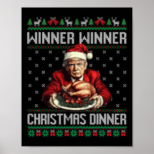 Affiche Vainqueur du dîner de Noël Père Noël Trump Ugly Sw