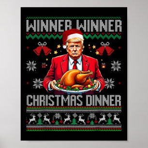 Affiche Vainqueur du dîner de Noël Père Noël Trump Ugly Sw