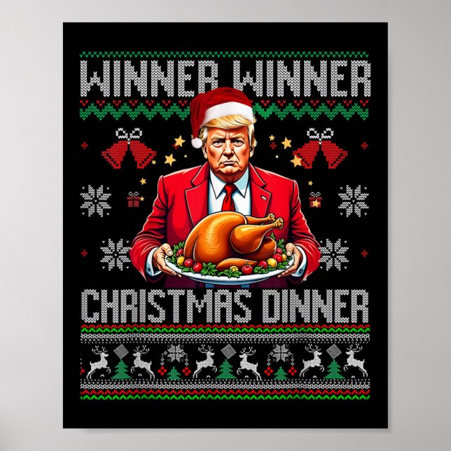 Affiche Vainqueur du dîner de Noël Père Noël Trump Ugly Sw (Devant)