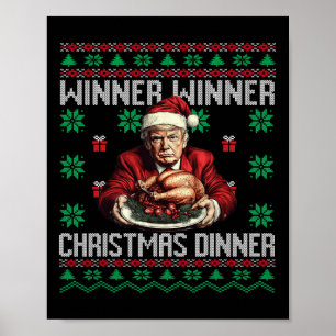 Affiche Vainqueur du dîner de Noël Père Noël Trump Ugly Sw