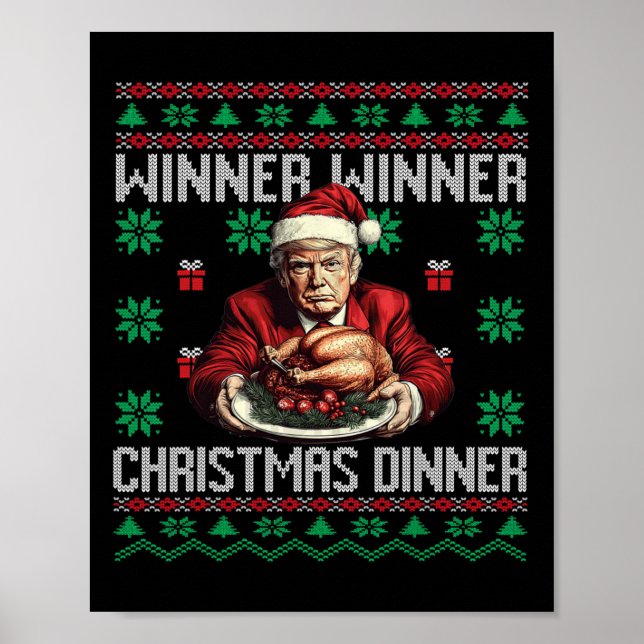 Affiche Vainqueur du dîner de Noël Père Noël Trump Ugly Sw (Devant)