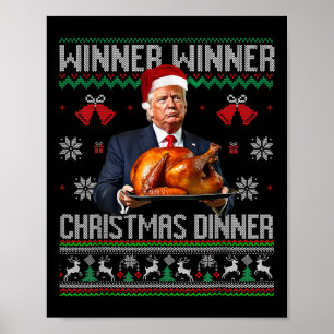 Affiche Vainqueur du dîner de Noël Père Noël Trump Ugly Sw