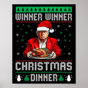 Affiche Vainqueur du dîner de Noël Père Noël Trump Ugly Sw