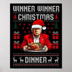 Affiche Vainqueur du dîner de Noël Père Noël Trump Ugly Sw