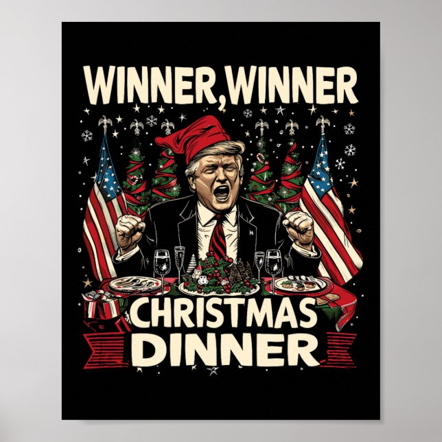 Affiche Vainqueur du dîner de Noël Remerciement Trump Sant (Devant)