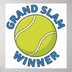 Affiche Vainqueur du Grand Chelem Balle de Tennis Champion