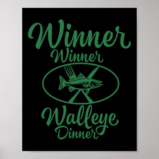 Affiche Vainqueur Walleye Dîner - Funny Fishing Fishe (Devant)