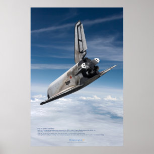 Affiche Vaisseau spatial Buran descendant à travers les nu