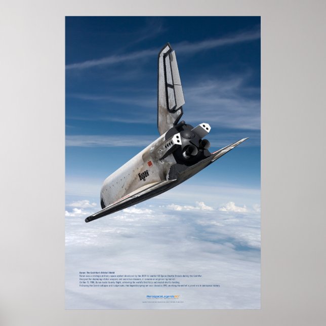 Affiche Vaisseau spatial Buran descendant à travers les nu (Devant)
