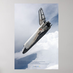 Affiche Vaisseau spatial Buran descendant à travers les nu