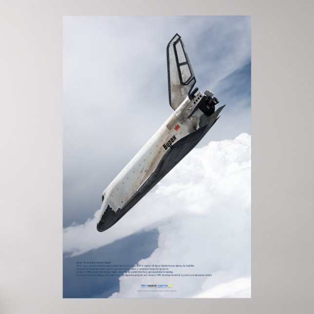 Affiche Vaisseau spatial Buran descendant à travers les nu (Devant)